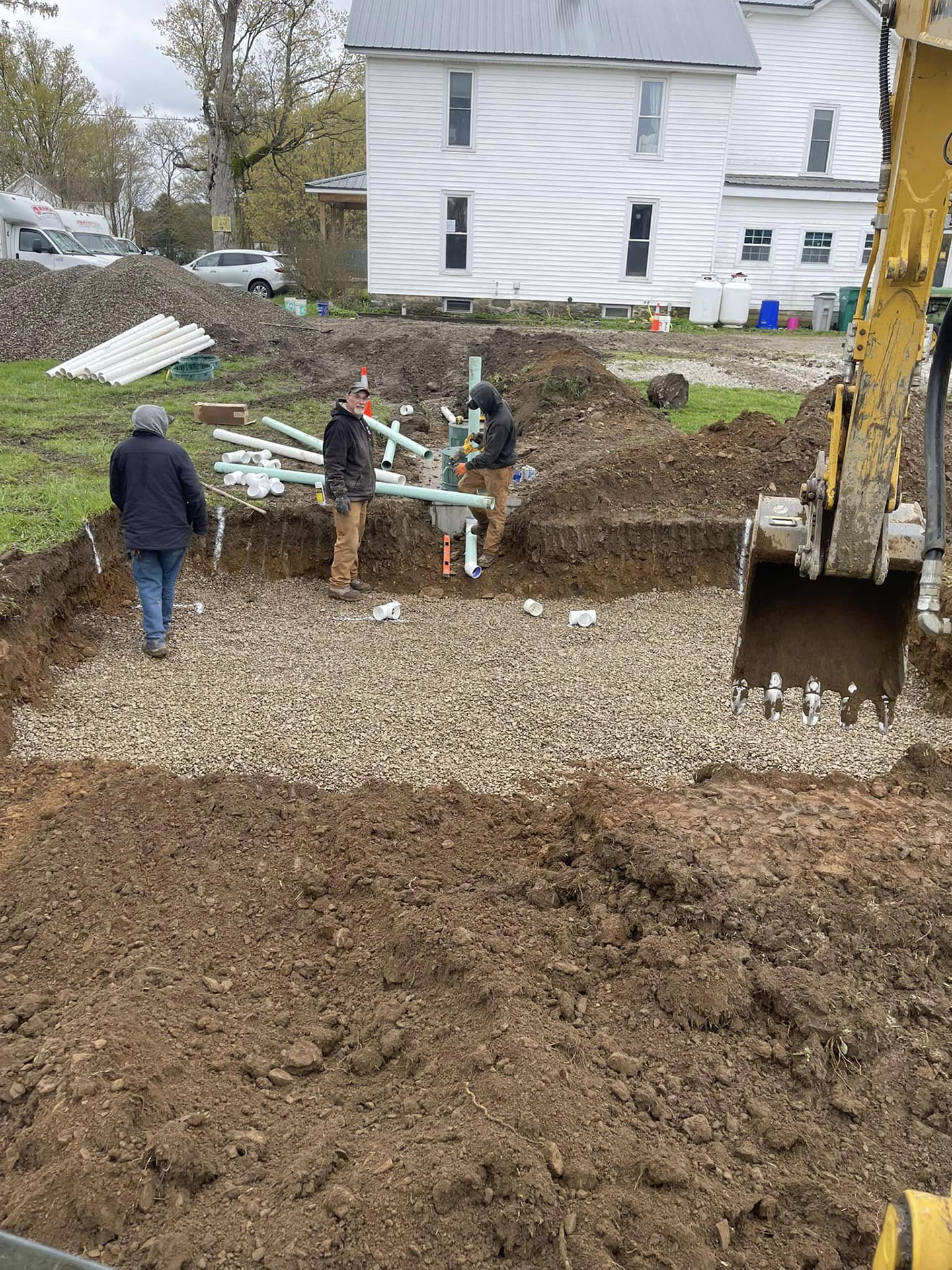 Installation of a new septic tank and leach field