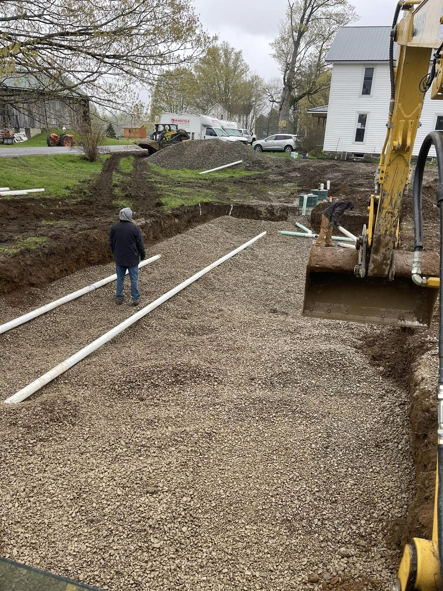 Installation of a new septic tank and leach field