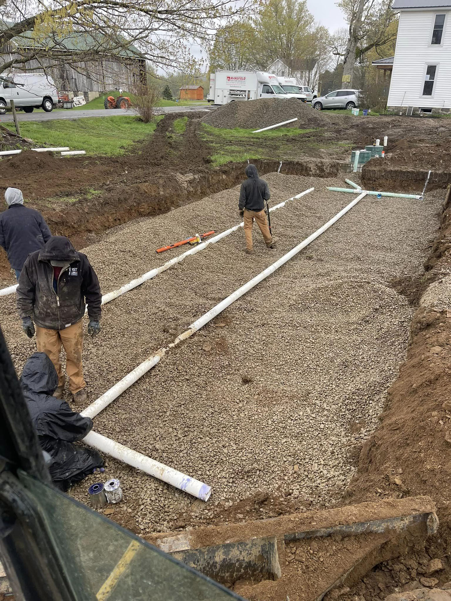 Installation of a new septic tank and leach field