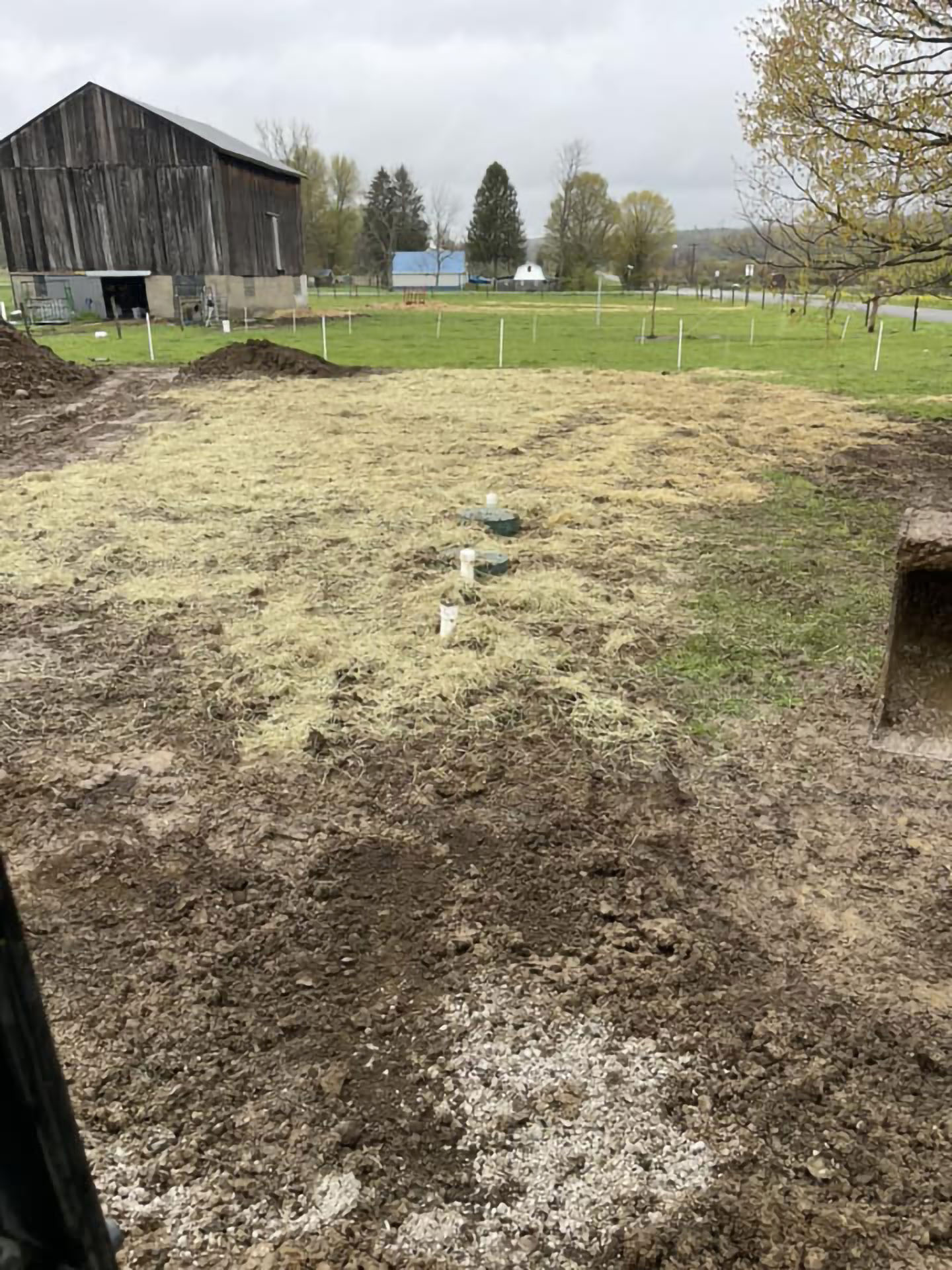 Installation of a new septic tank and leach field