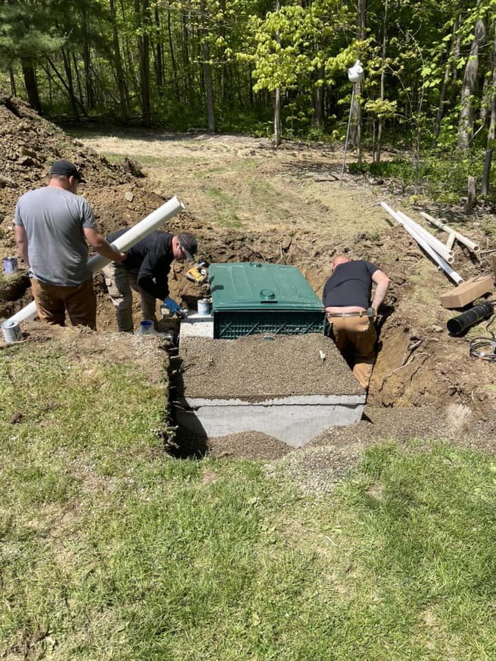 Installation of a new septic tank and leach field