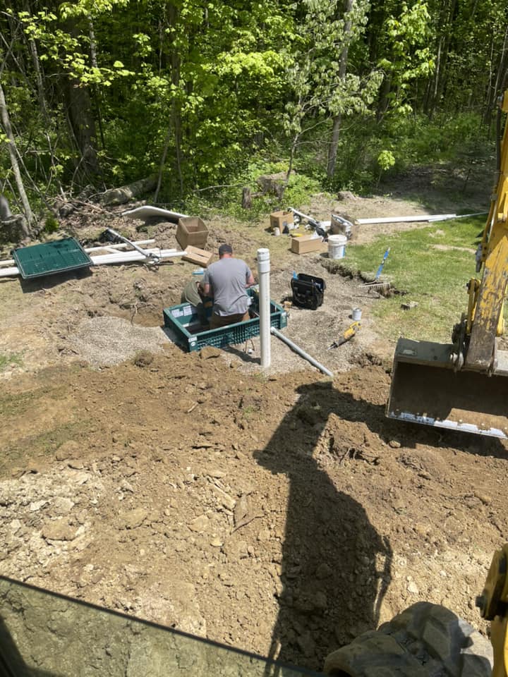 Installation of a new septic tank and leach field