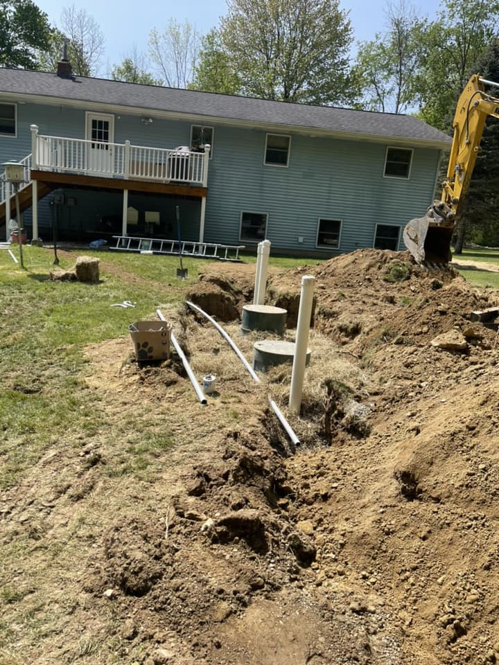 Installation of a new septic tank and leach field