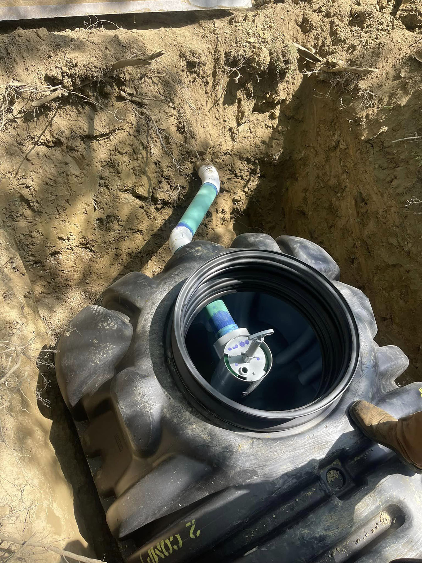 Installation of a new septic tank and leach field