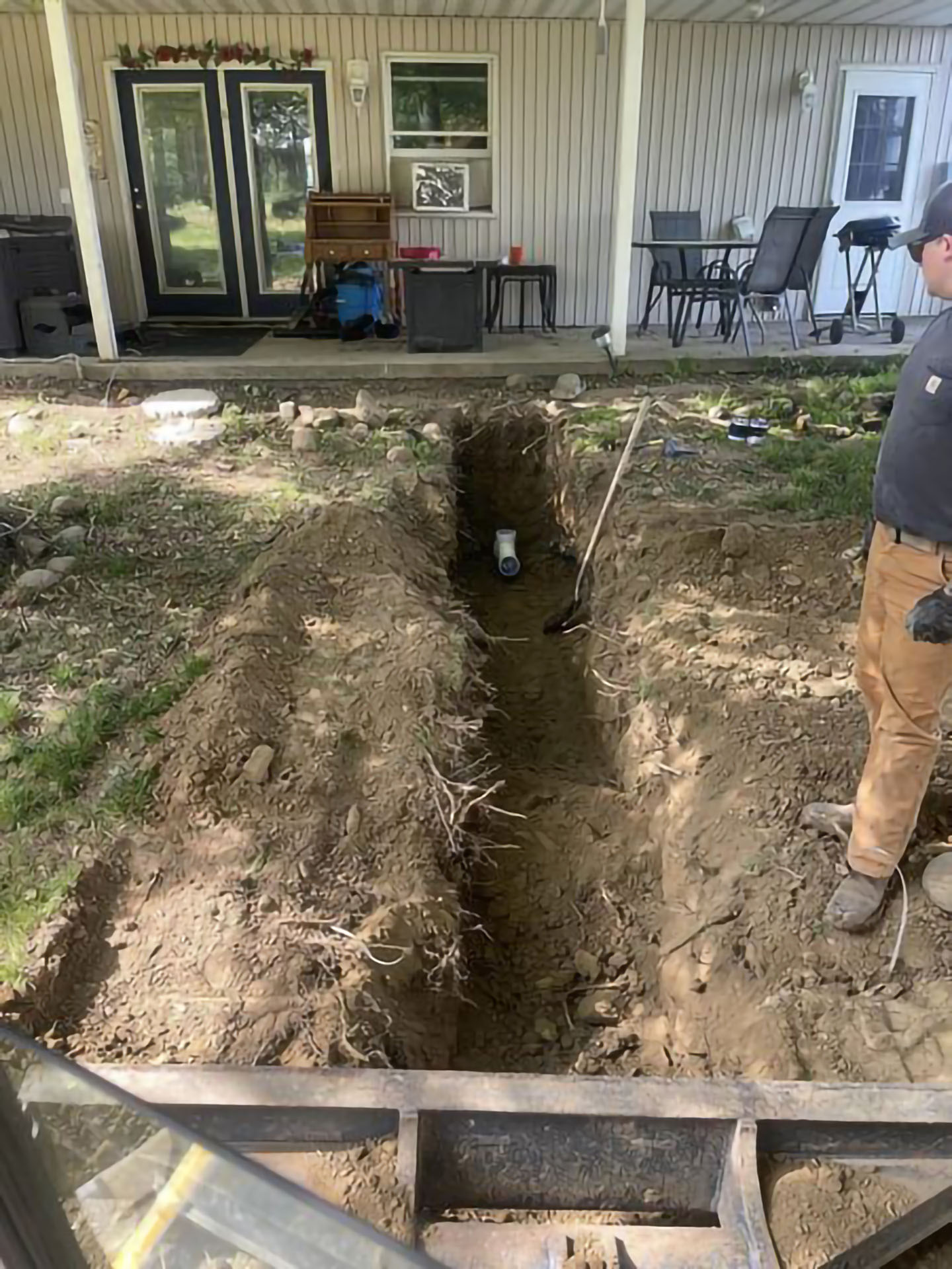 Installation of a new septic tank and leach field