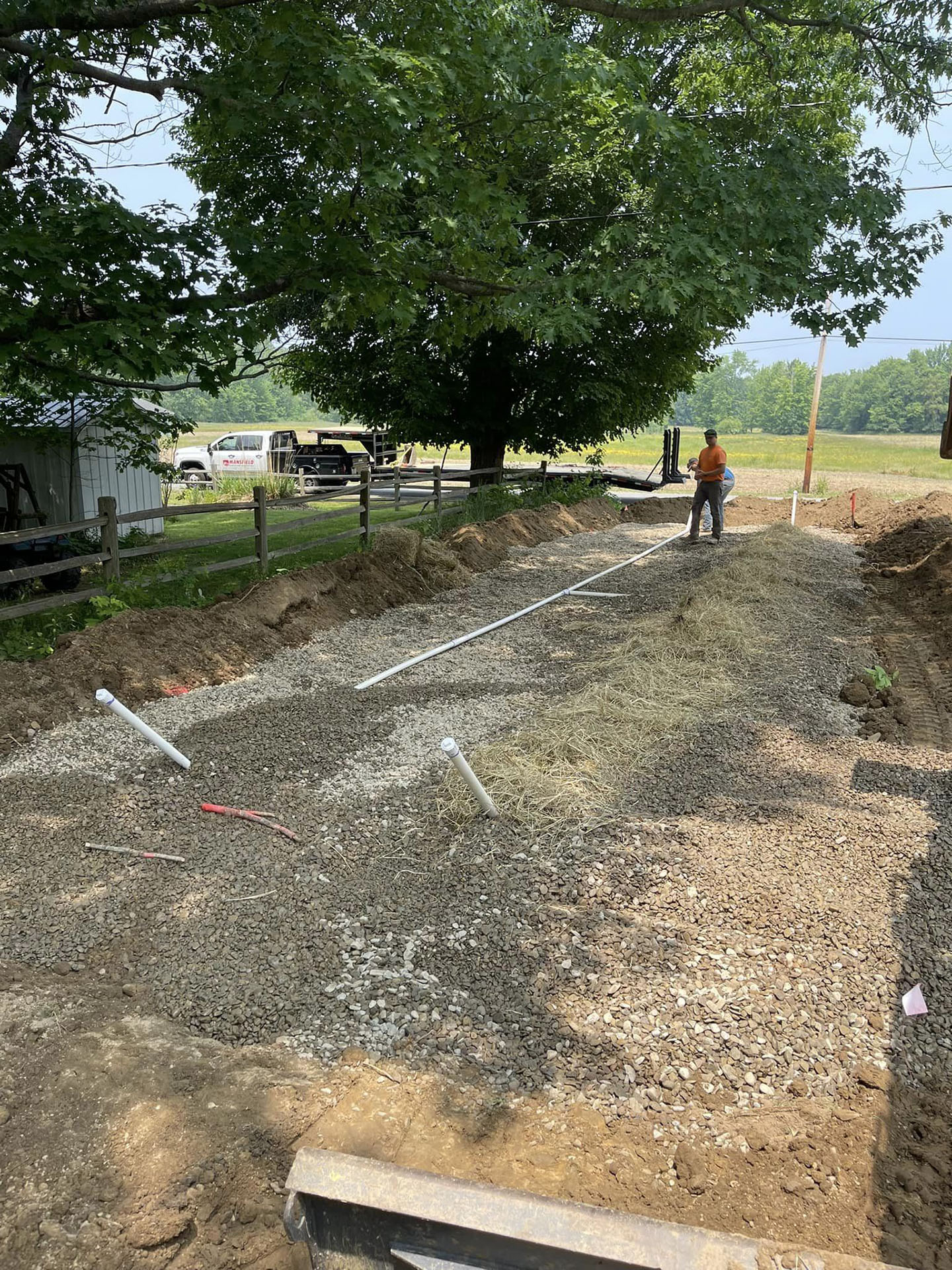 Installation of a new septic tank and leach field