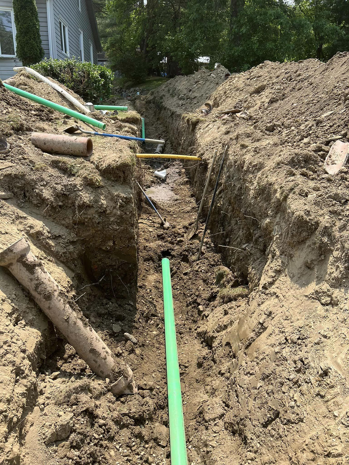 Installation of a new septic tank and leach field