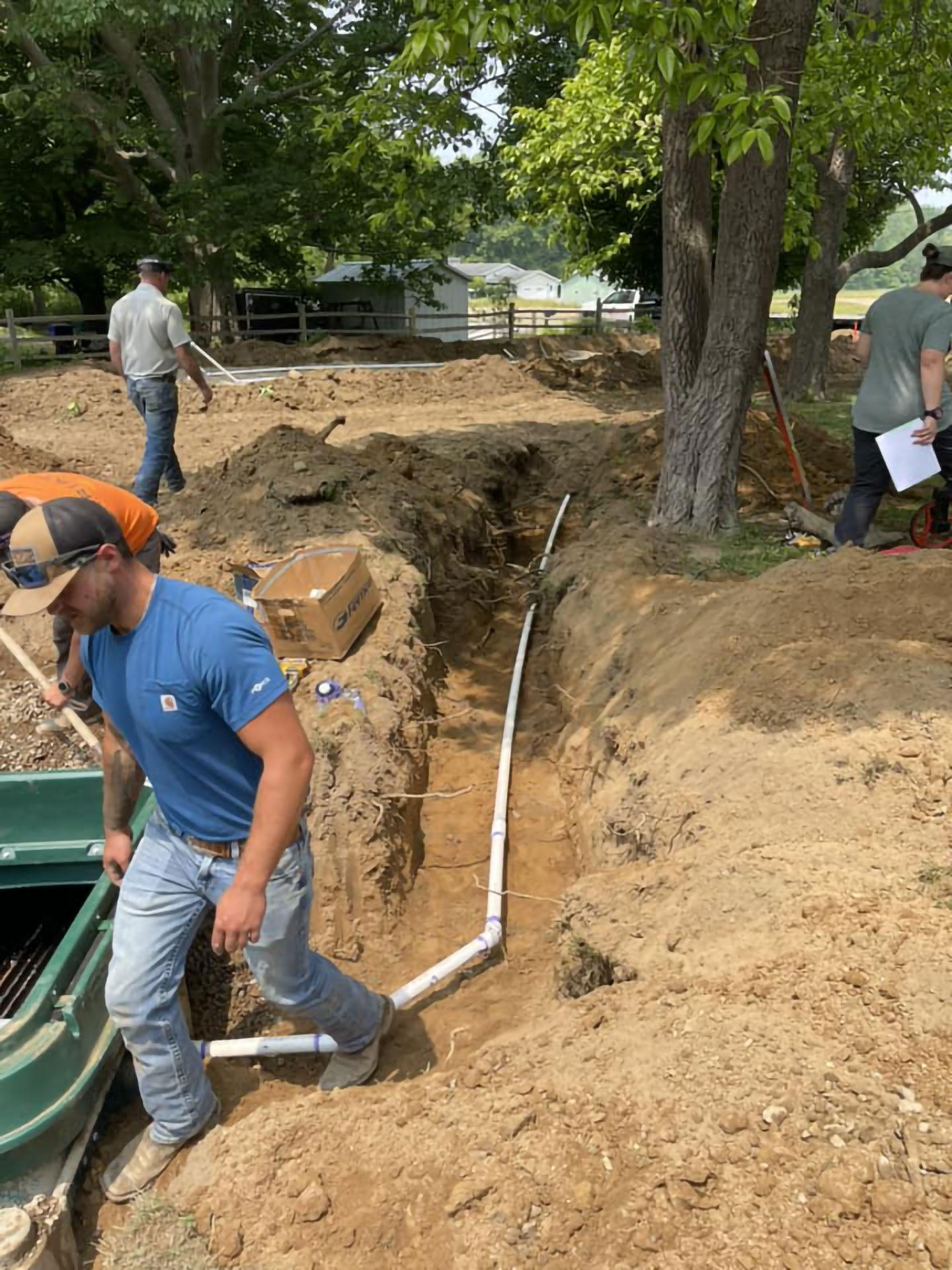 Installation of a new septic tank and leach field