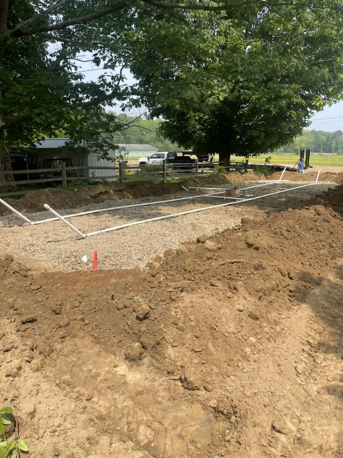 Installation of a new septic tank and leach field