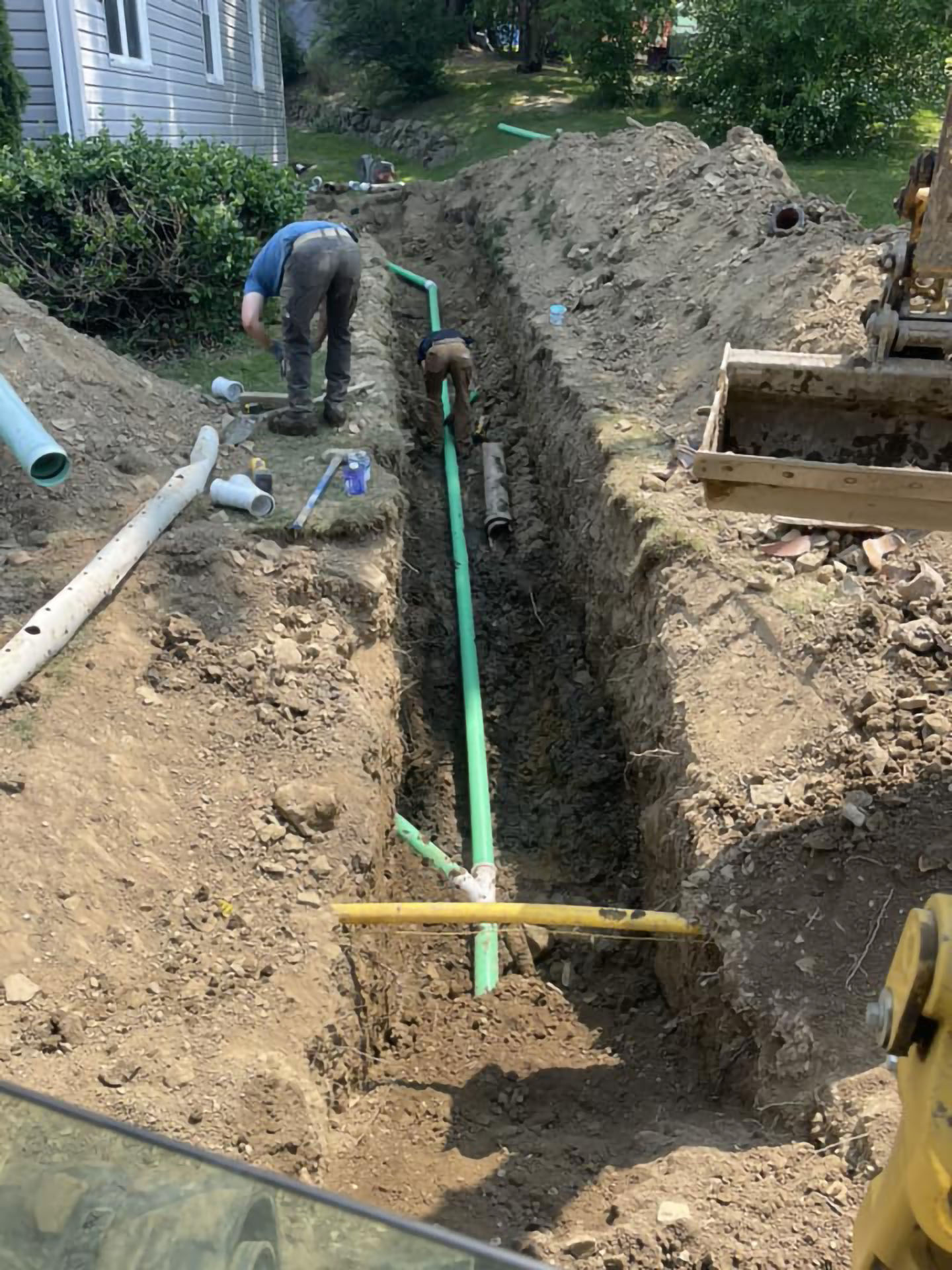 Installation of a new septic tank and leach field