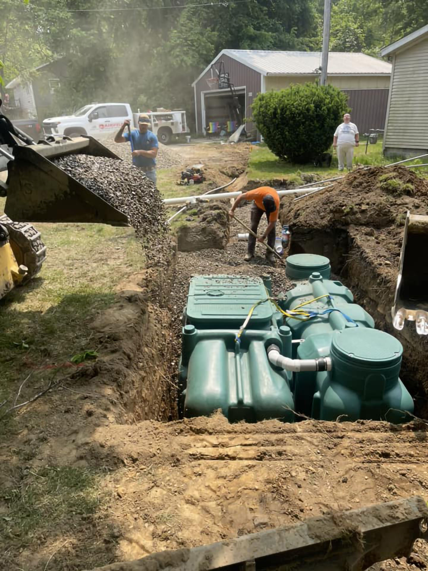 Installation of a new septic tank and leach field