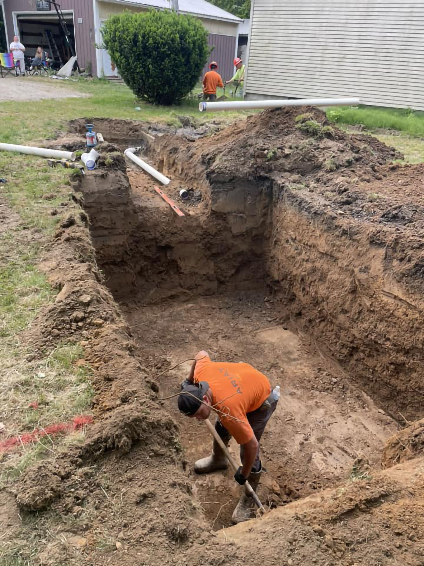 Installation of a new septic tank and leach field