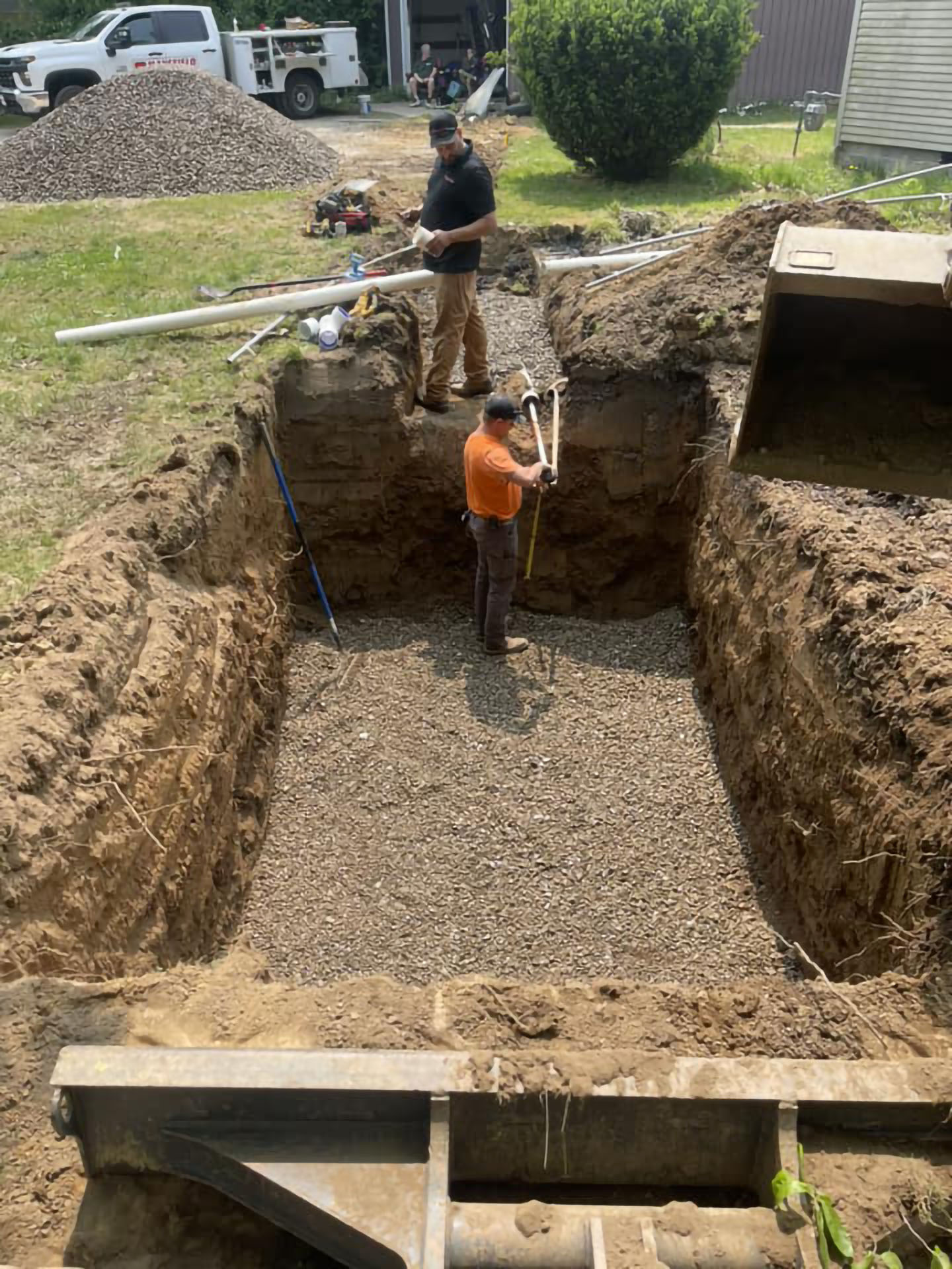 Installation of a new septic tank and leach field