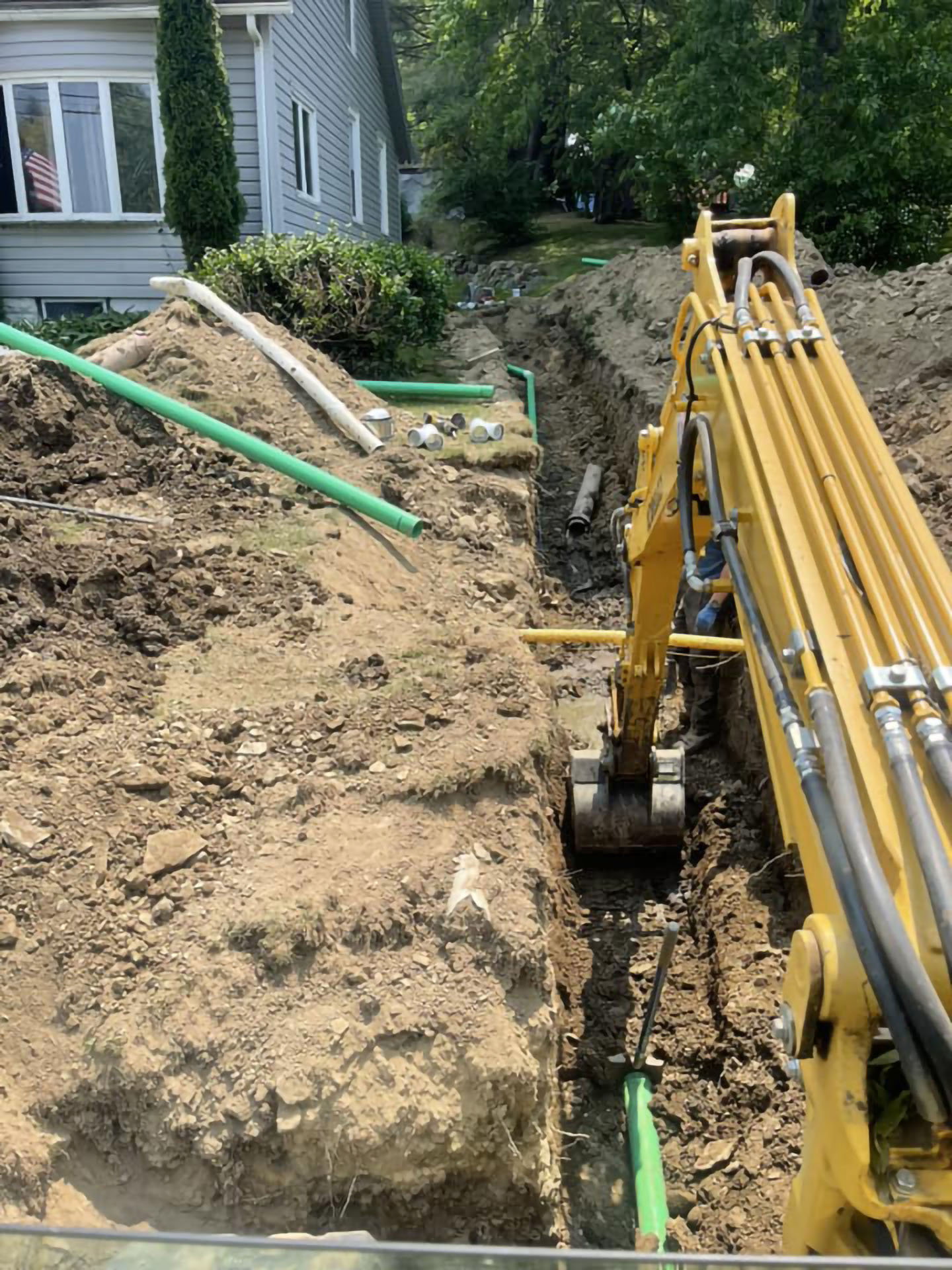 Installation of a new septic tank and leach field