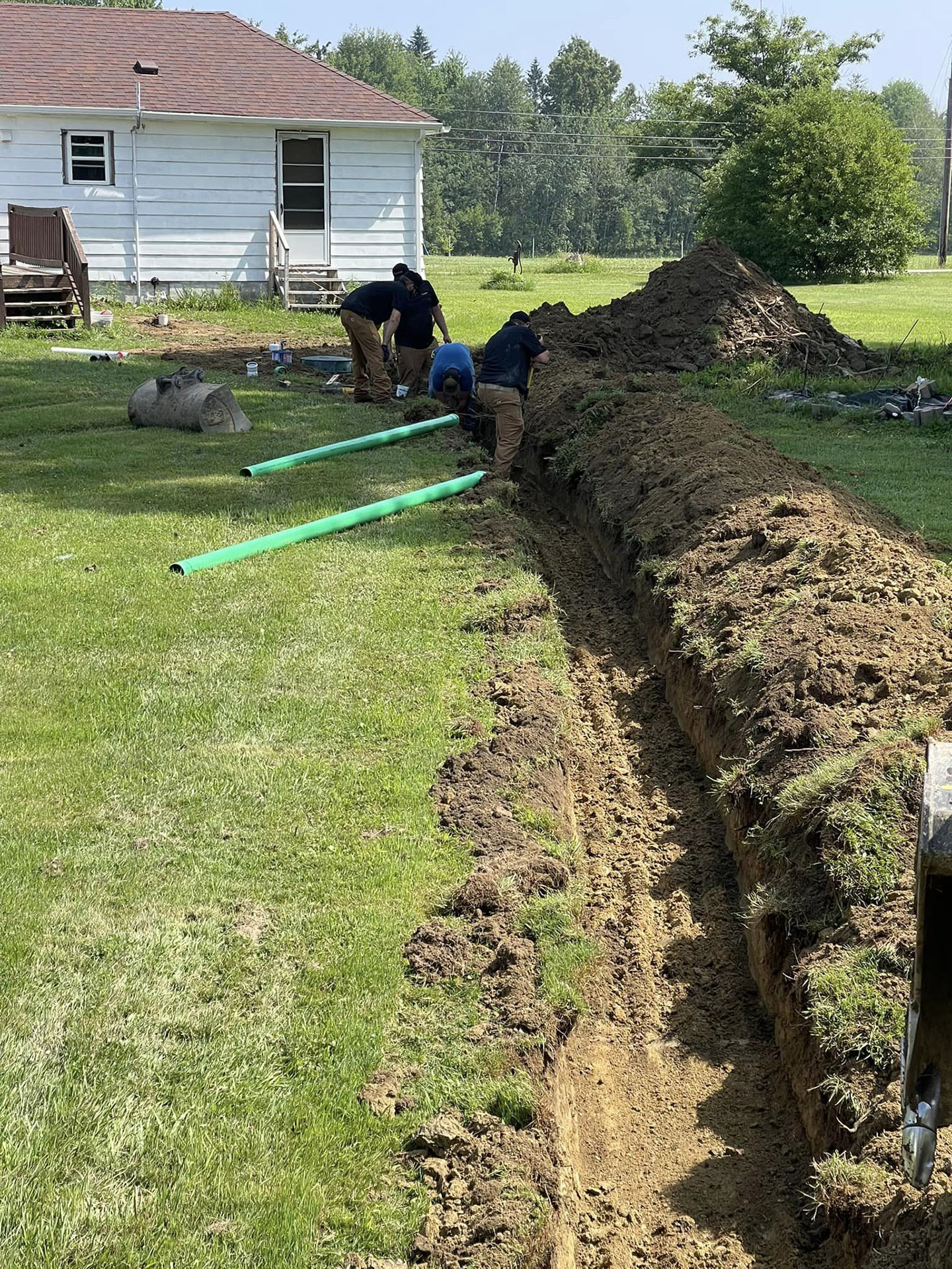 Installation of a new septic tank and leach field