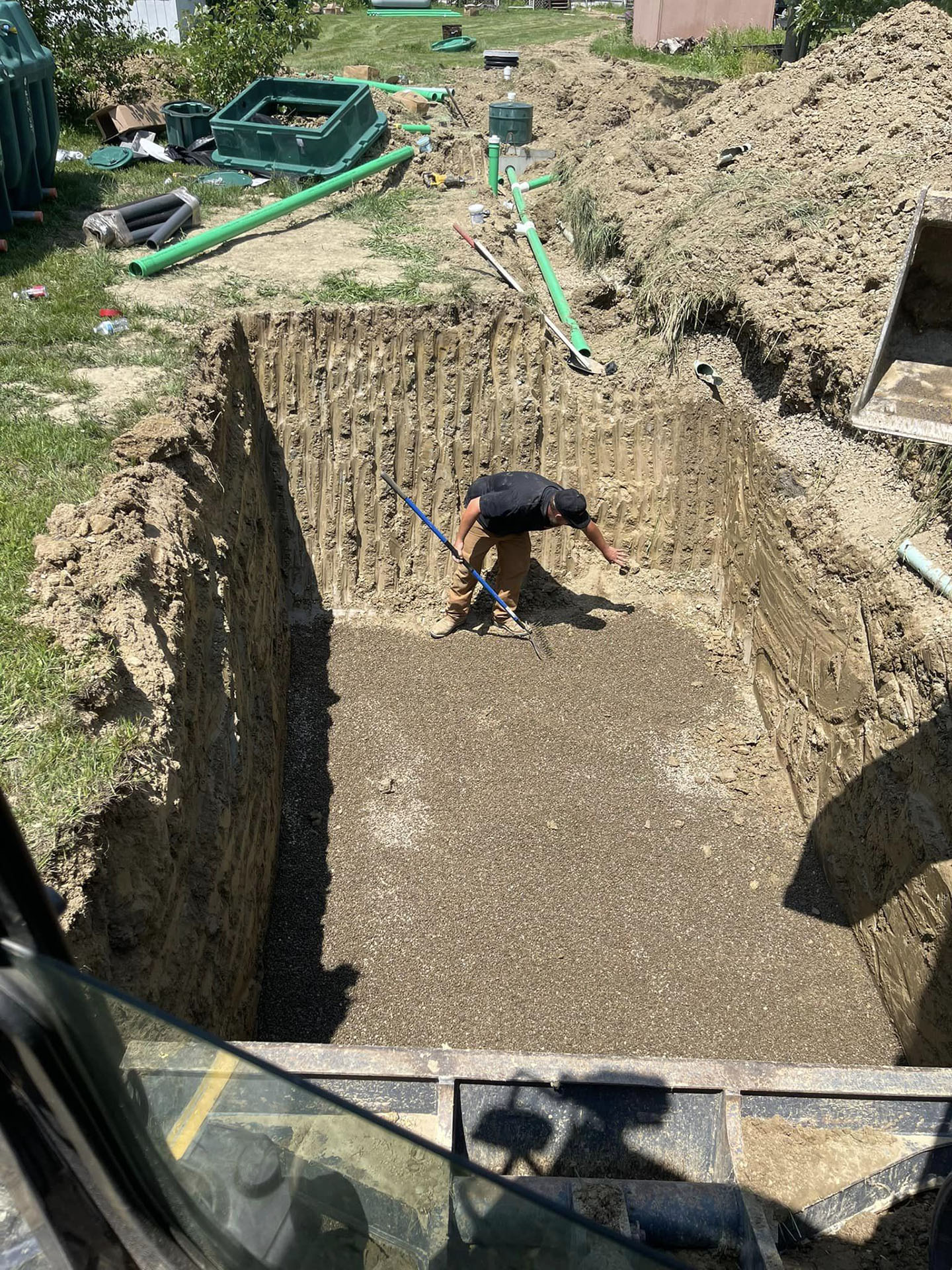 Installation of a new septic tank and leach field