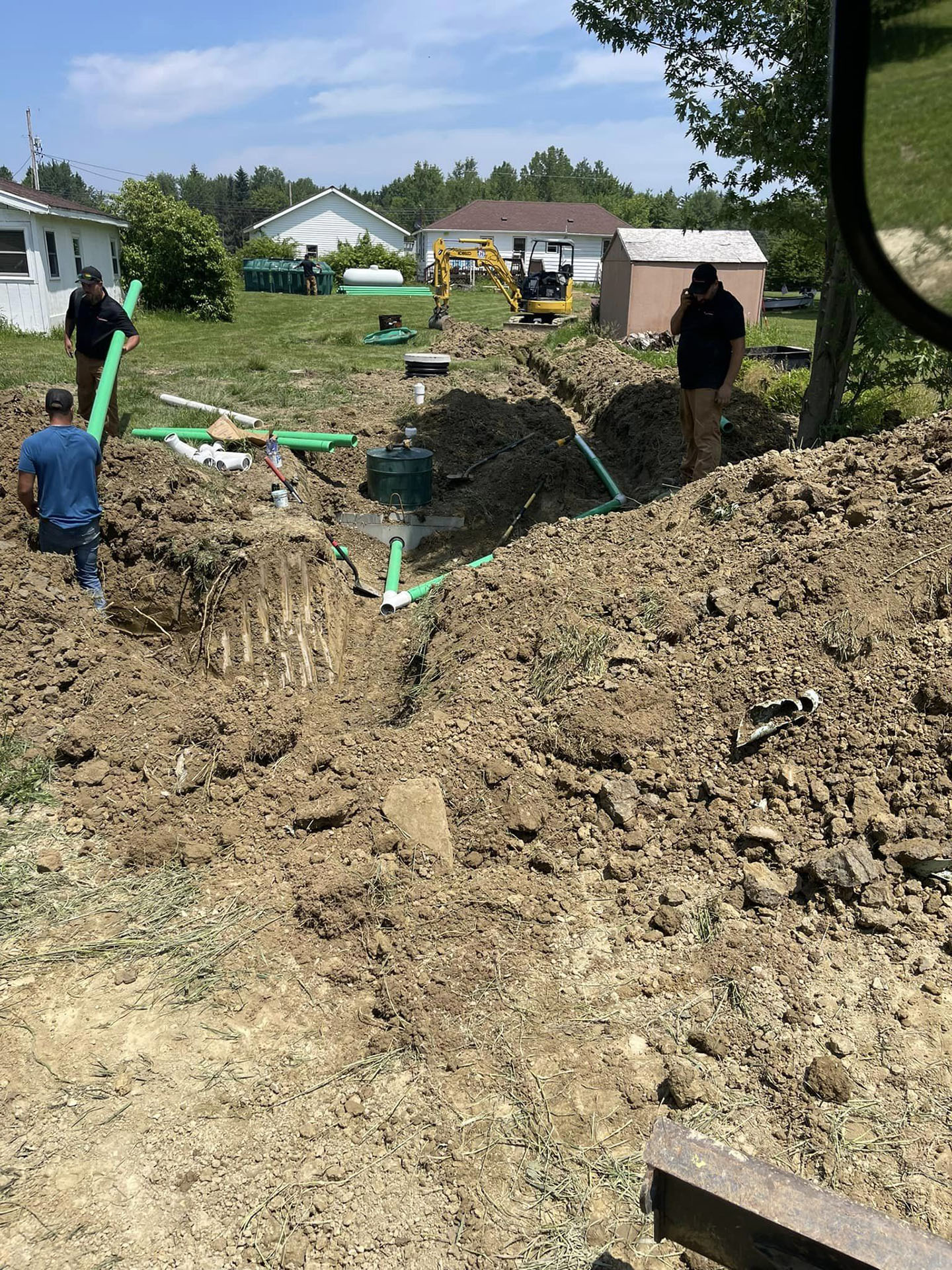 Installation of a new septic tank and leach field