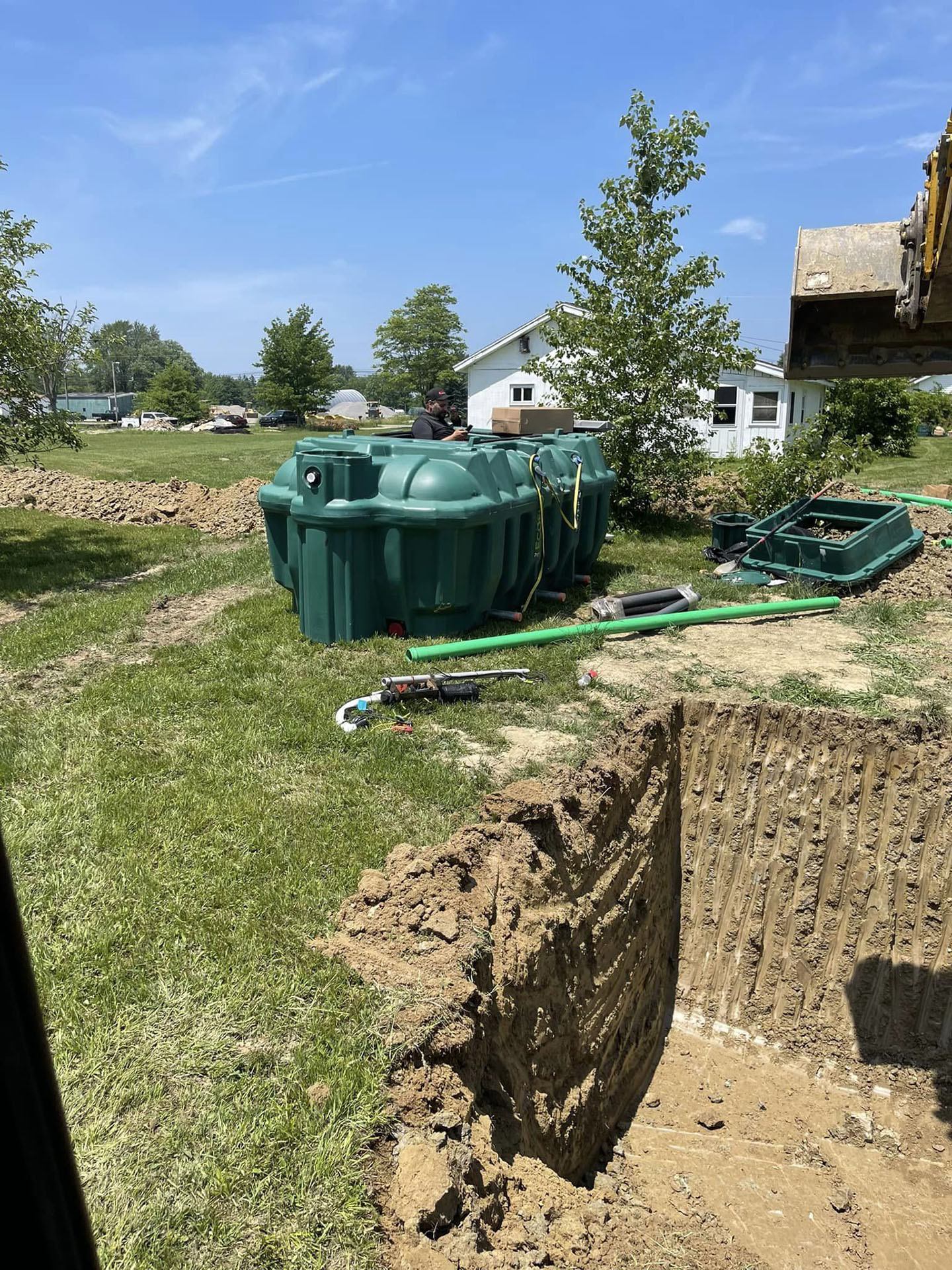 Installation of a new septic tank and leach field