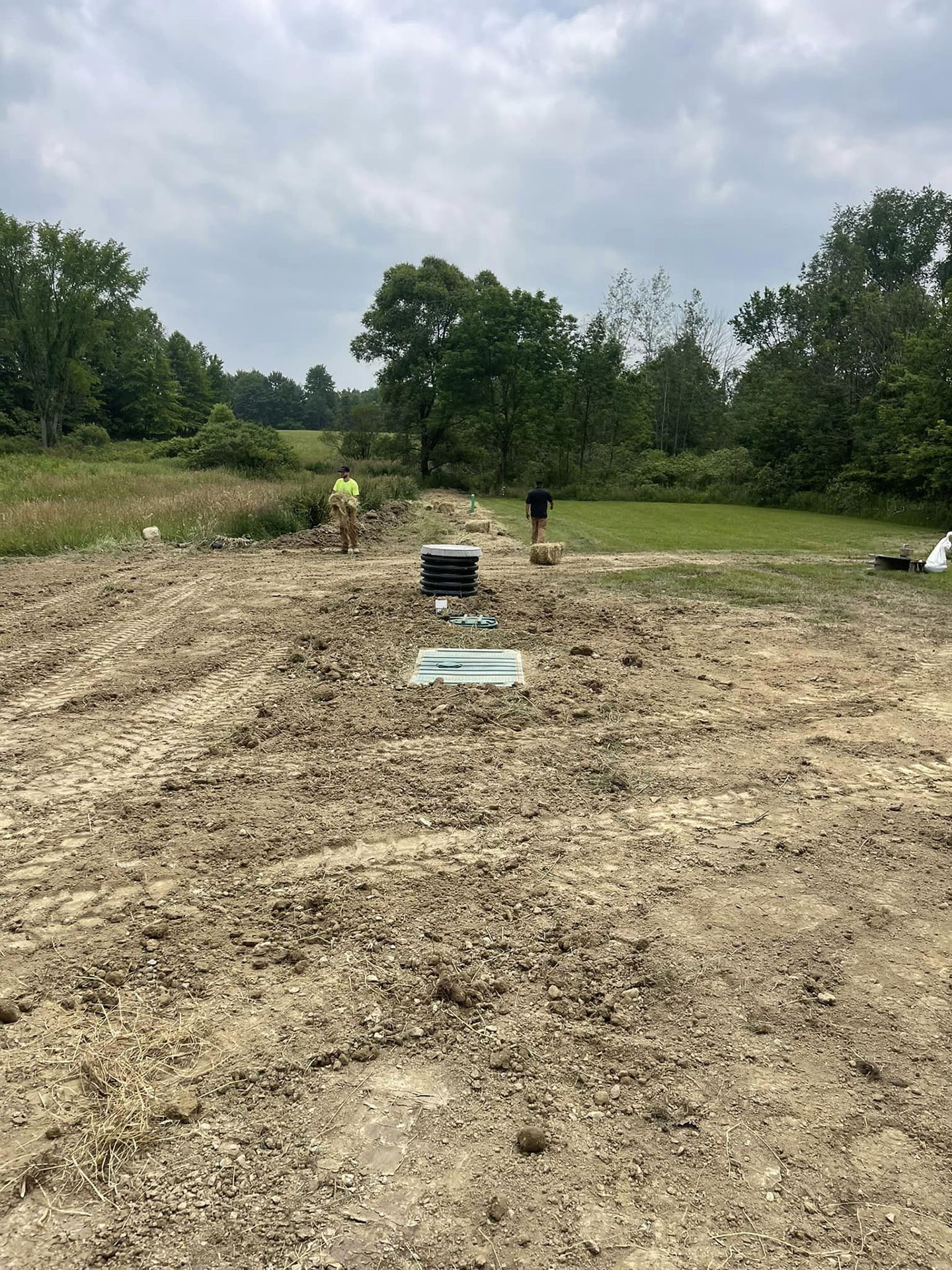 Installation of a new septic tank and leach field