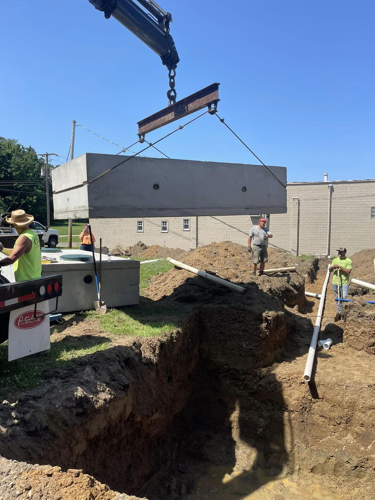 Installation of a new septic tank and leach field