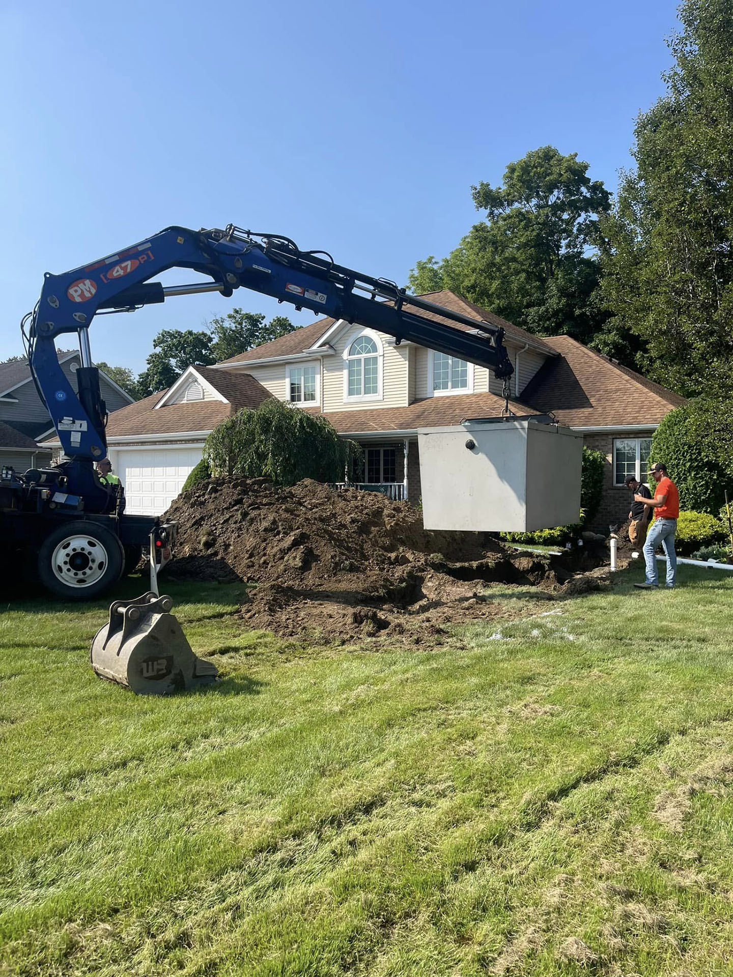 Installation of a new septic tank and leach field