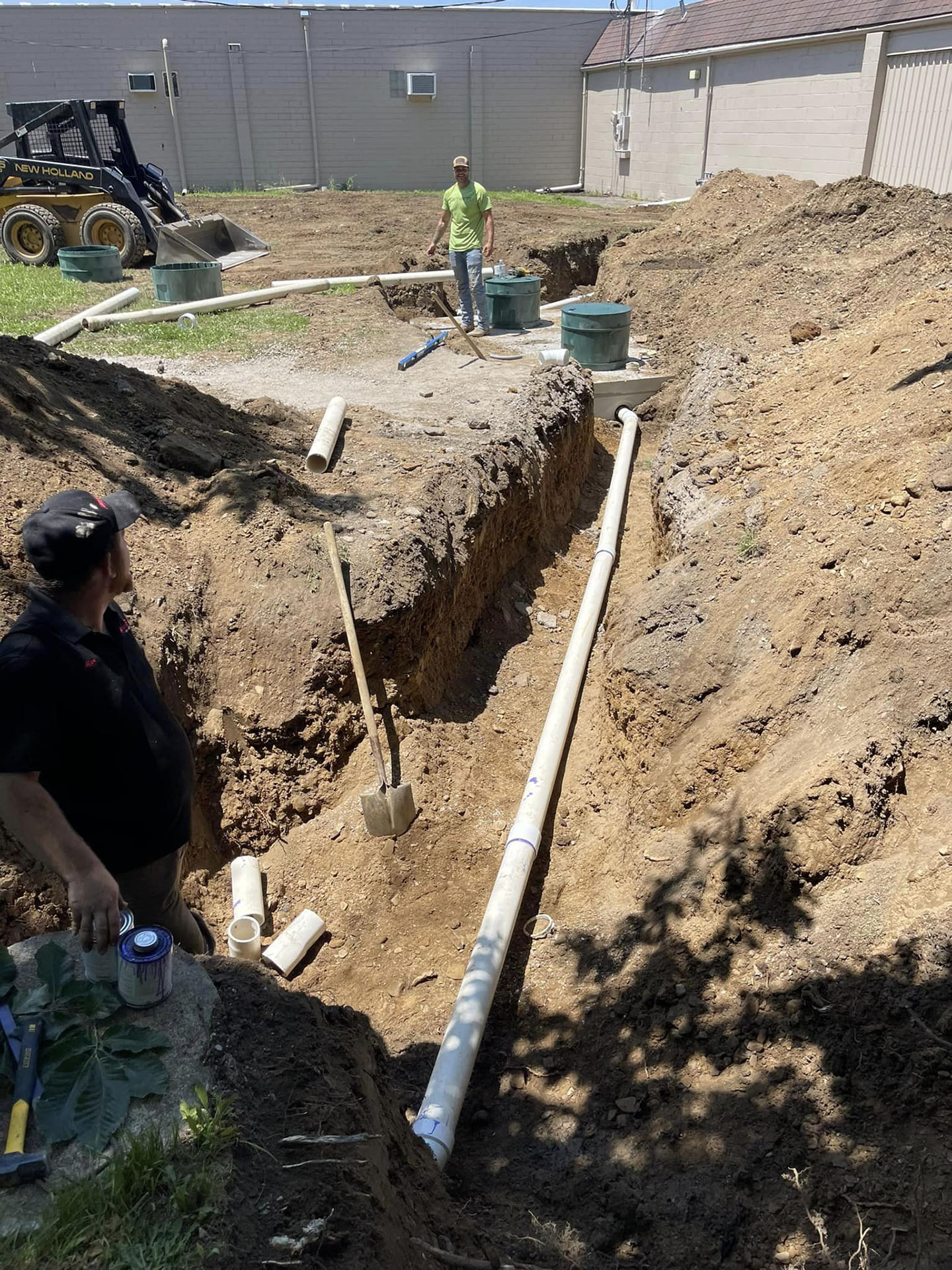 Installation of a new septic tank and leach field