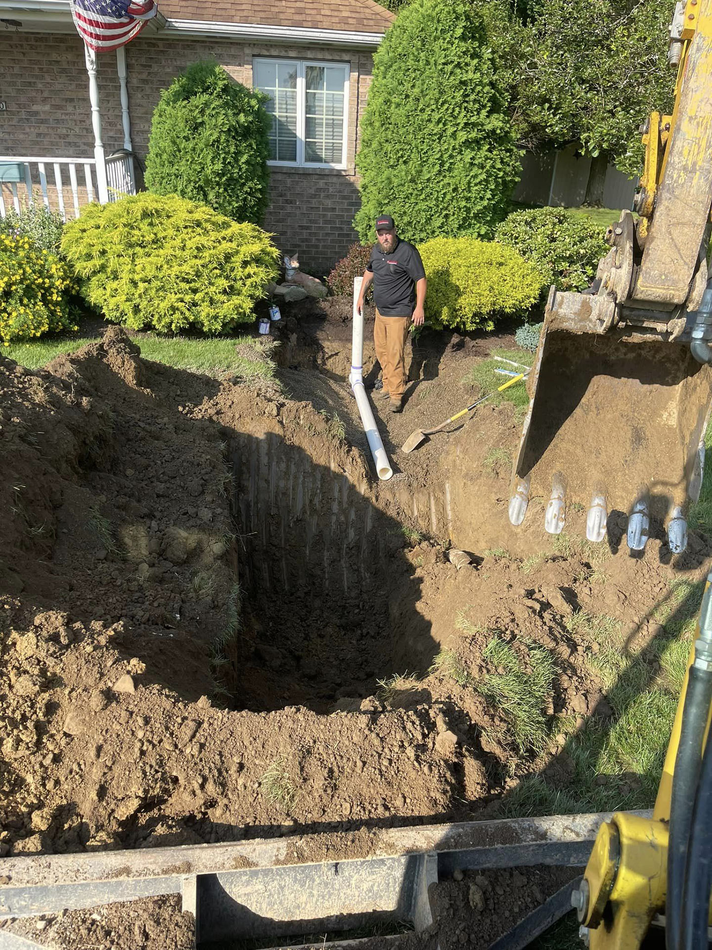 Installation of a new septic tank and leach field