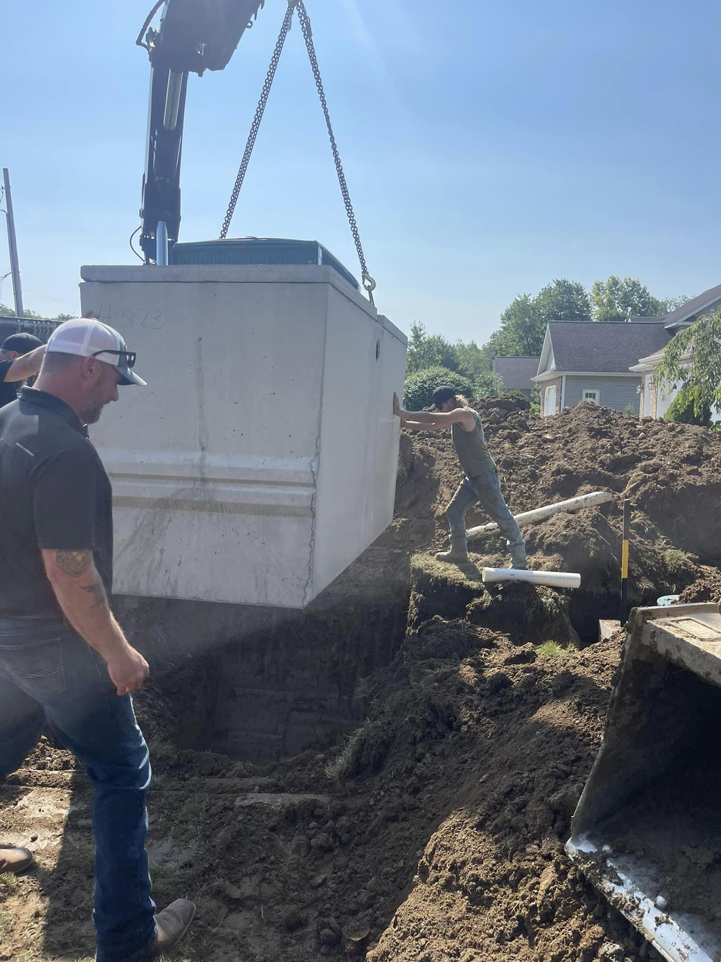 Installation of a new septic tank and leach field