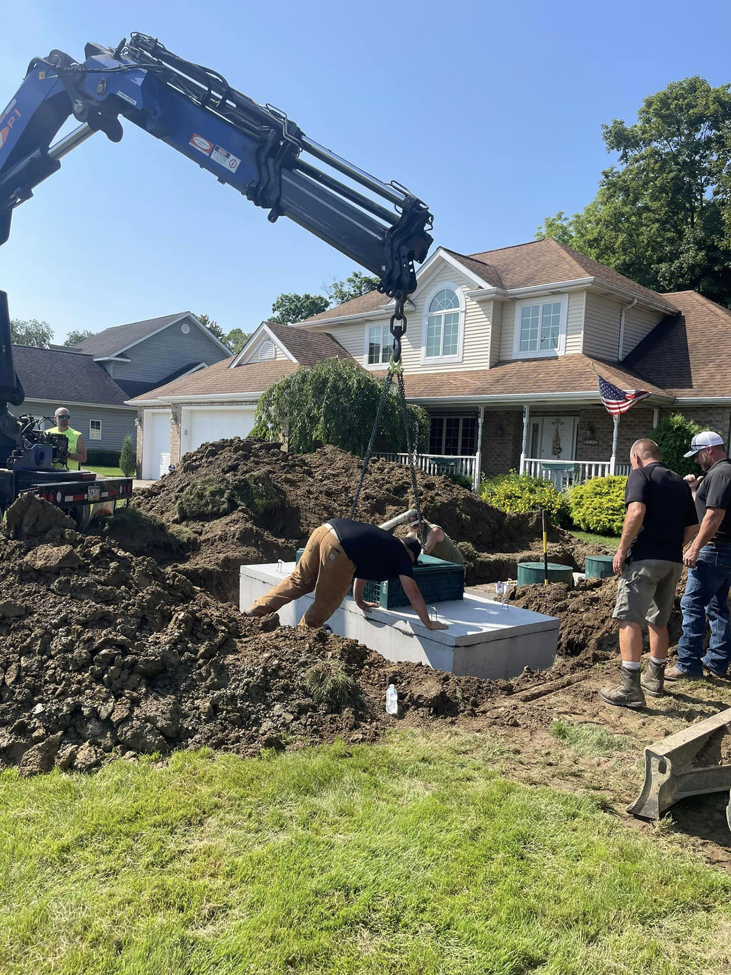 Installation of a new septic tank and leach field