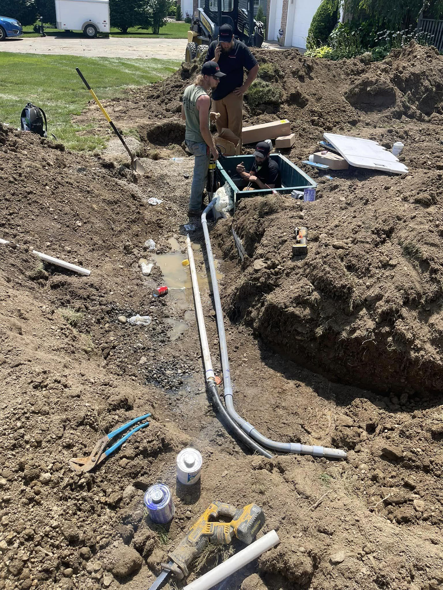 Installation of a new septic tank and leach field