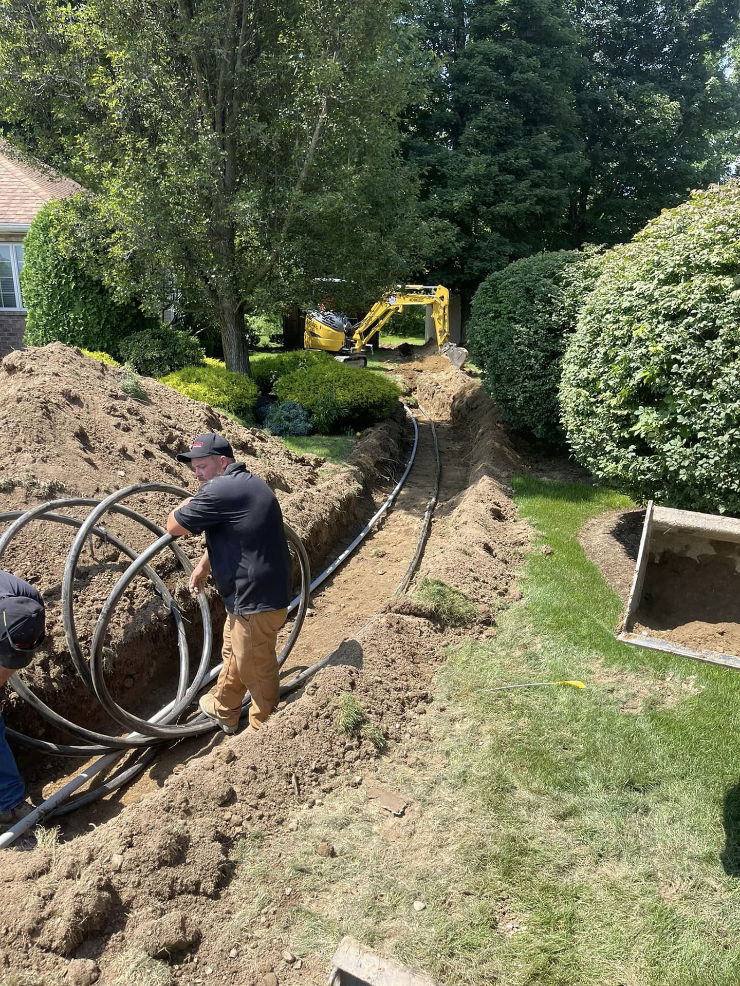 Installation of a new septic tank and leach field