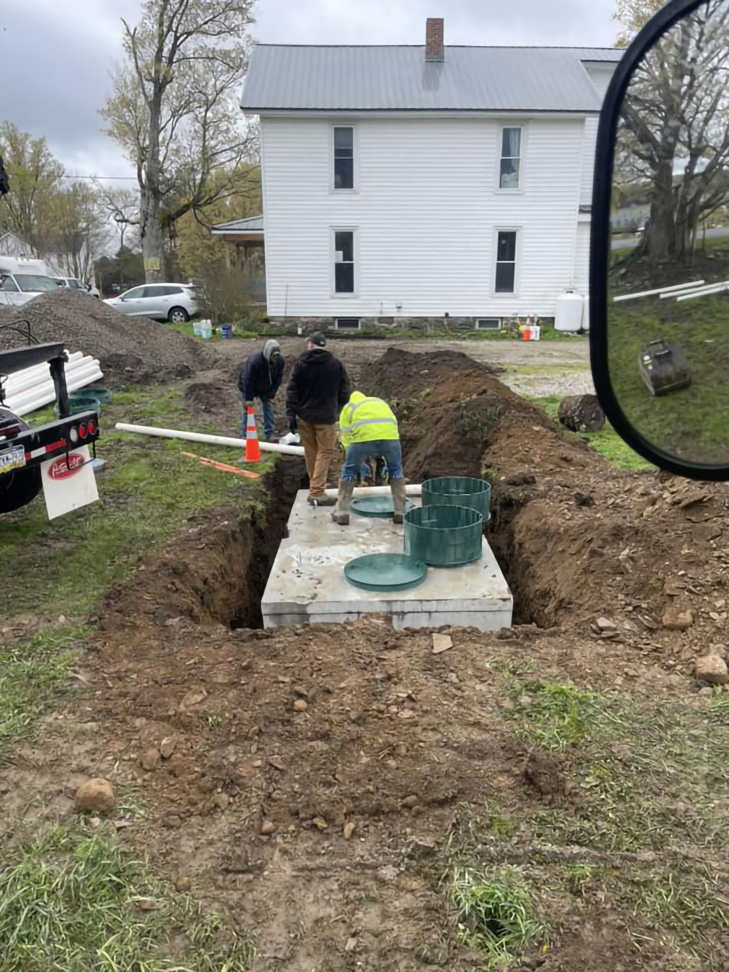 Installation of a new septic tank and leach field