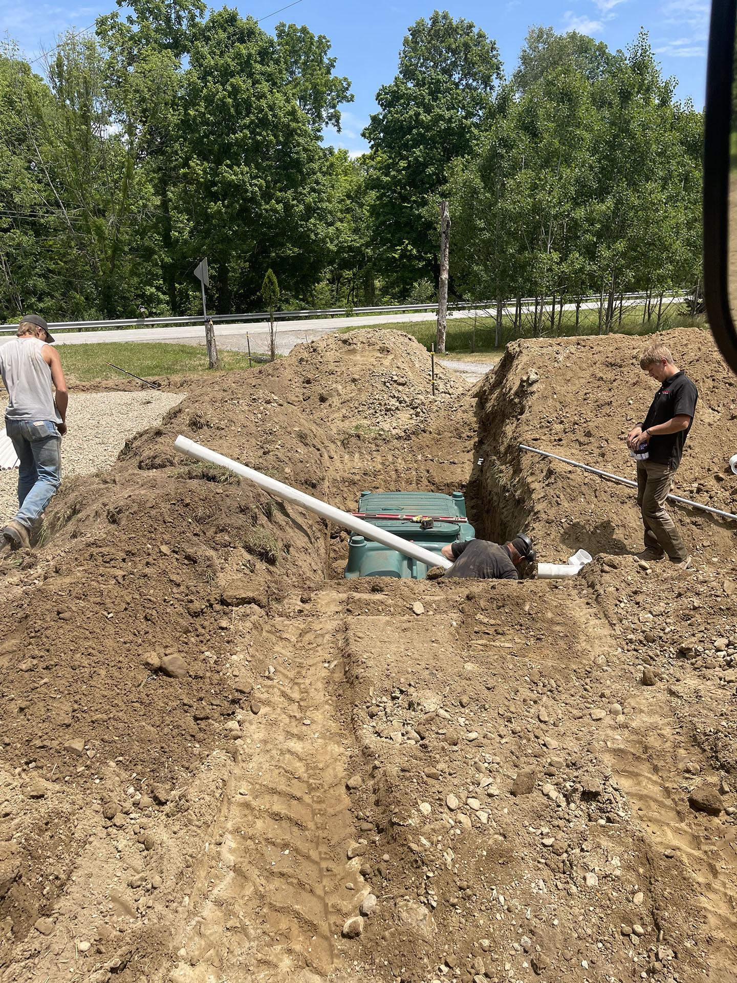 Installation of a new septic tank and leach field