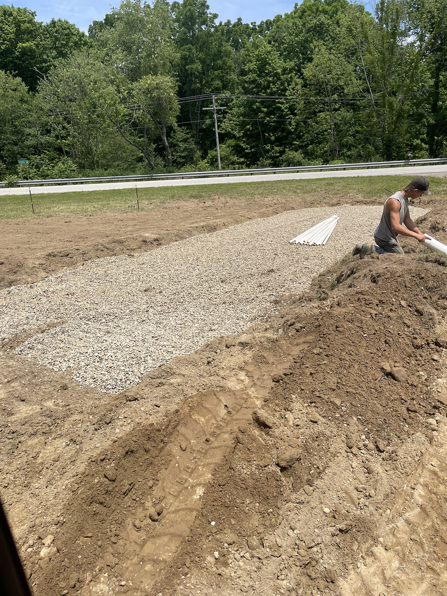 Installation of a new septic tank and leach field