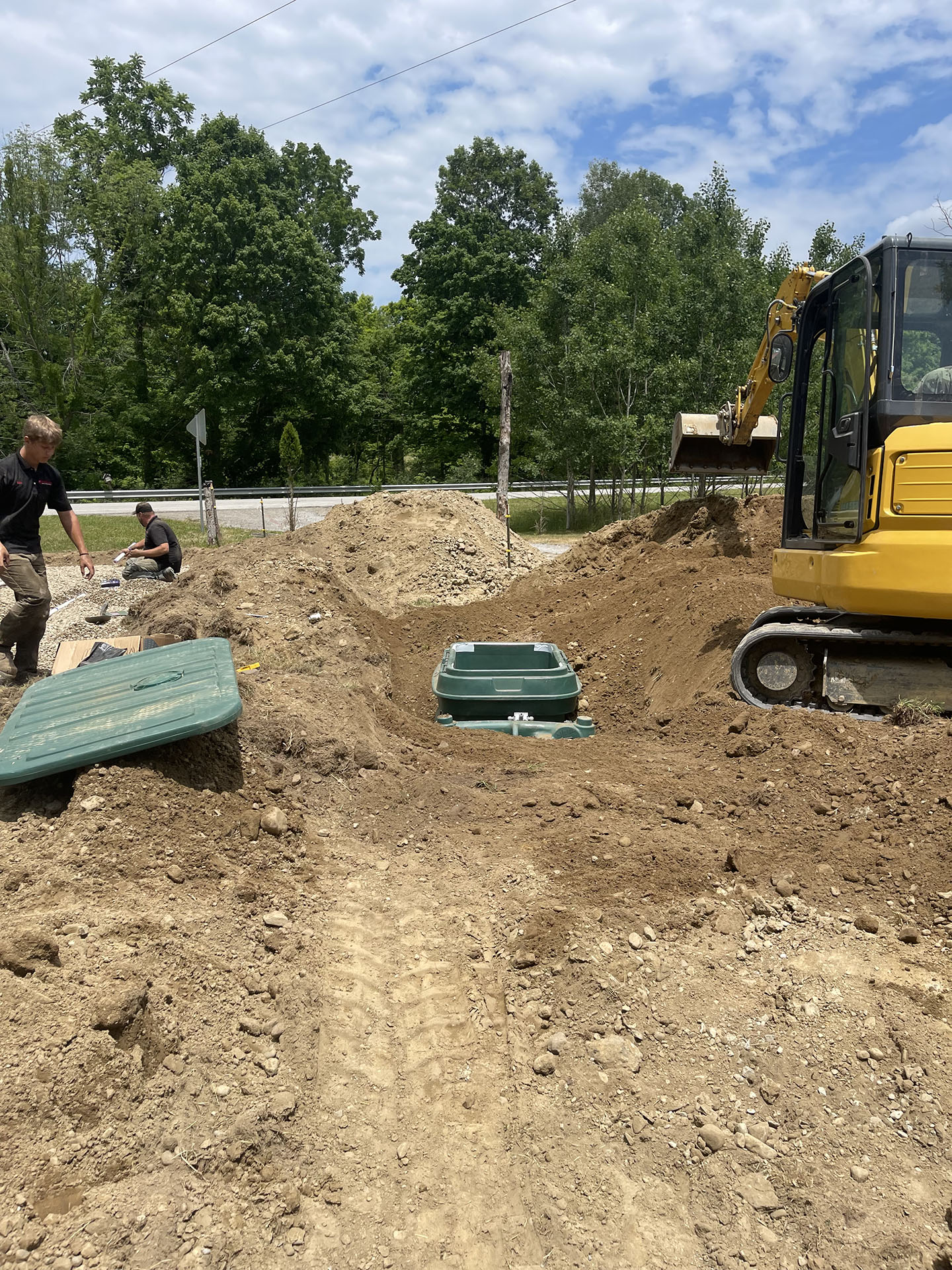 Installation of a new septic tank and leach field